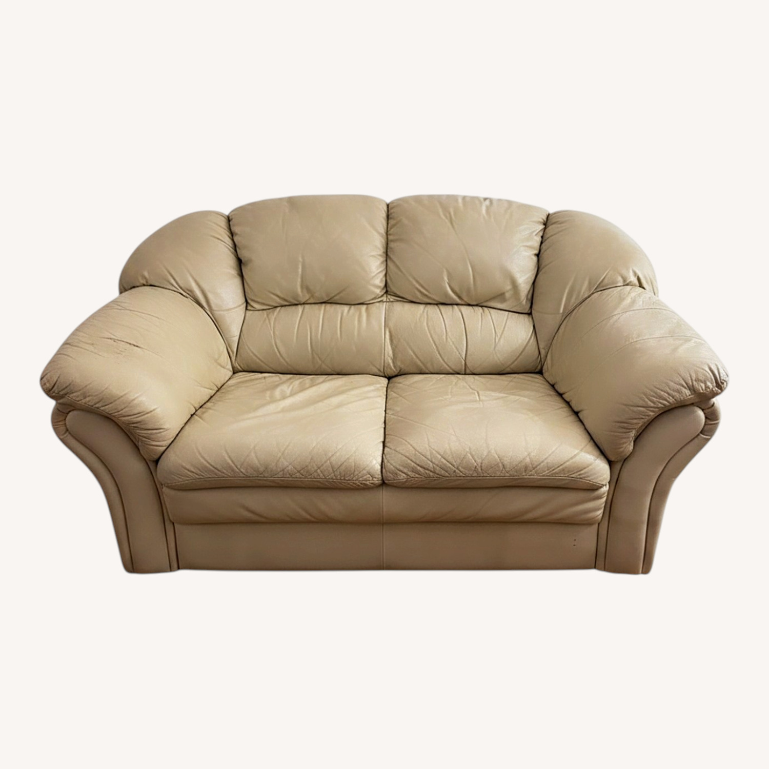 Natural Faux Leather Loveseat - image-4
