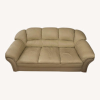 Natural Faux Leather Loveseat