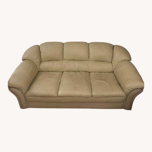 Used Natural Faux Leather Loveseat for sale on AptDeco