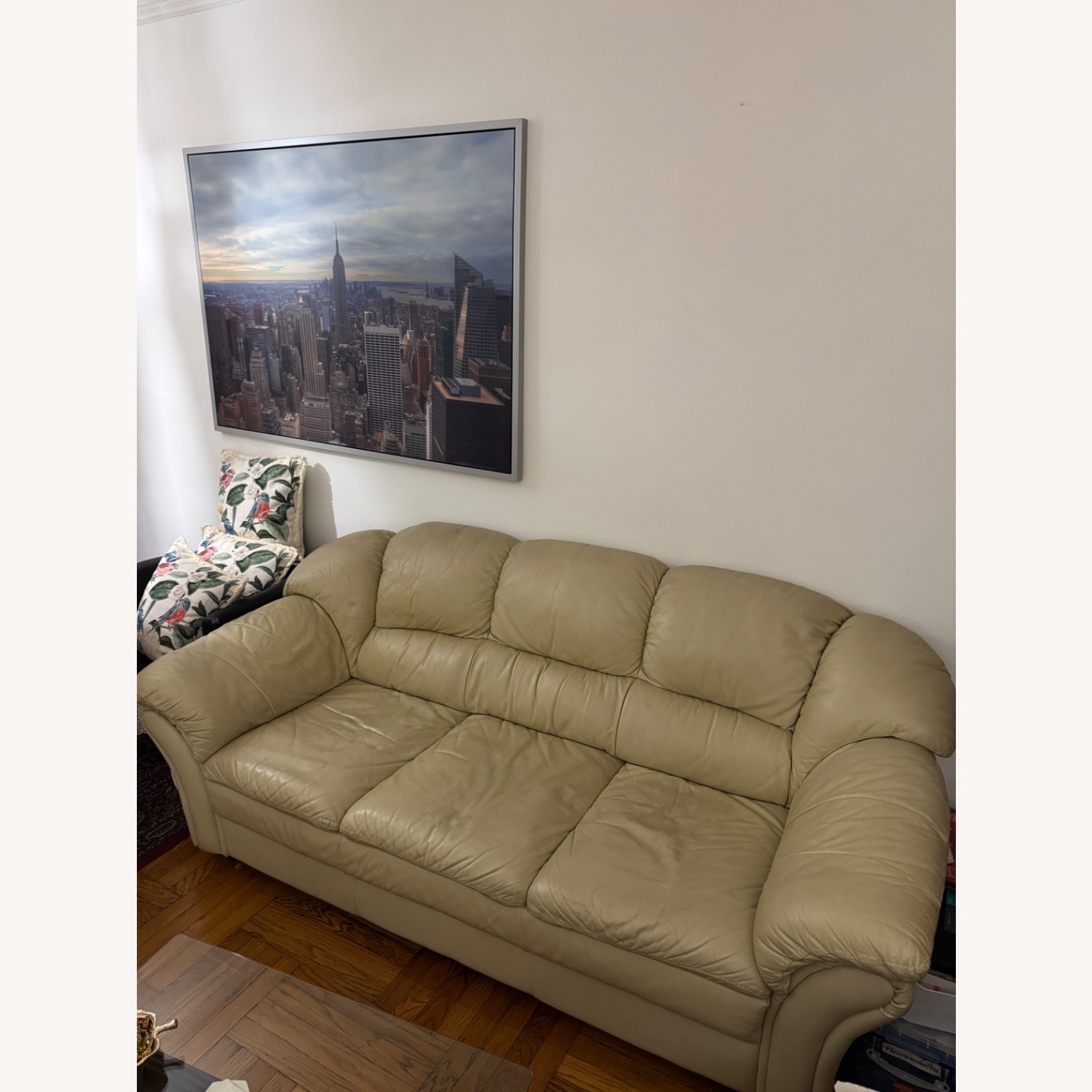 Natural Faux Leather Loveseat - image-3