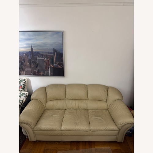 Used Natural Faux Leather Loveseat for sale on AptDeco