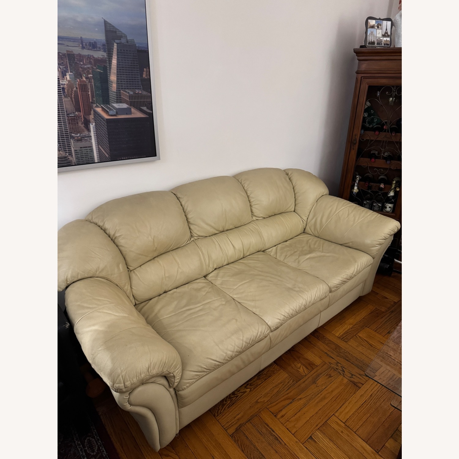 Natural Faux Leather Loveseat - image-2