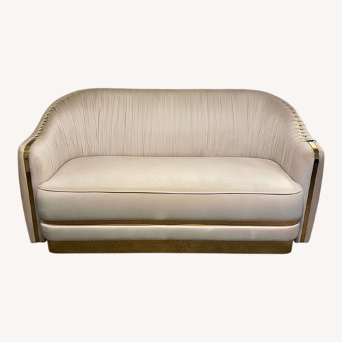 Used Bellini Home and Garden Light Brown Velvet 2 Seater Sofa for sale on AptDeco
