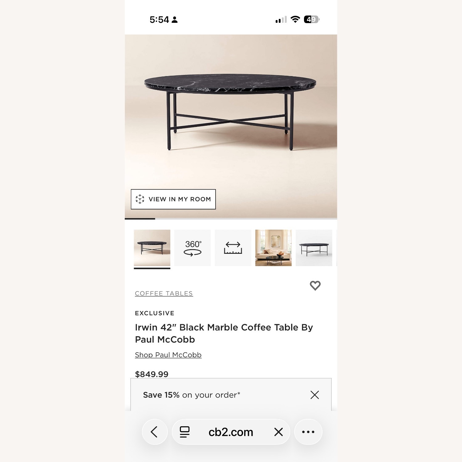 CB2 Irwin Coffee Table - image-3