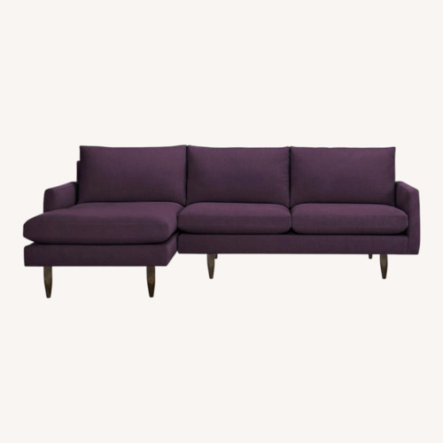 Used Room & Board Jasper Purple Velvet 2 Piece Sofa w Chaise for sale on AptDeco
