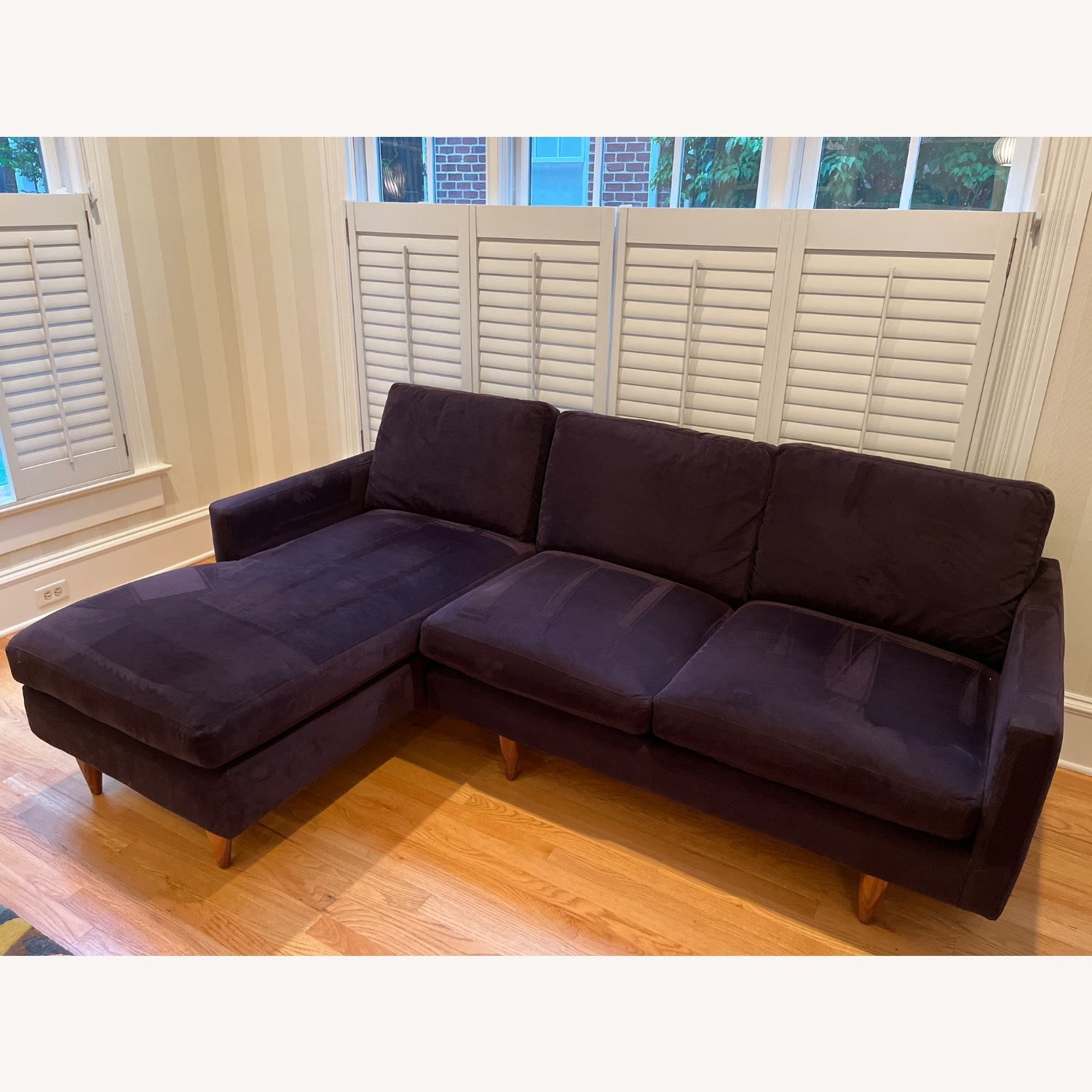 Room & Board Jasper Purple Velvet 2 Piece Sofa w Chaise - image-1
