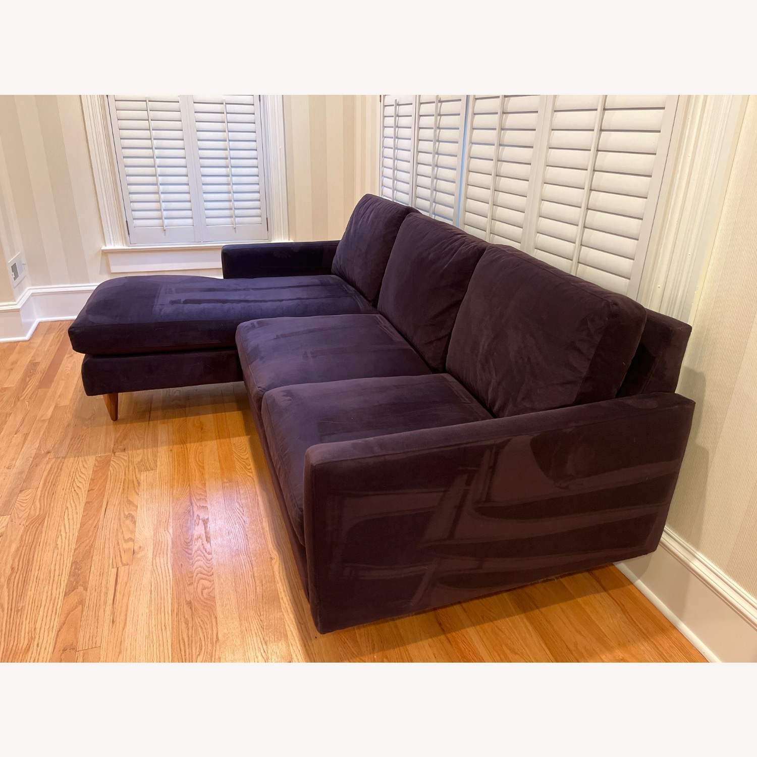 Room & Board Jasper Purple Velvet 2 Piece Sofa w Chaise - image-3