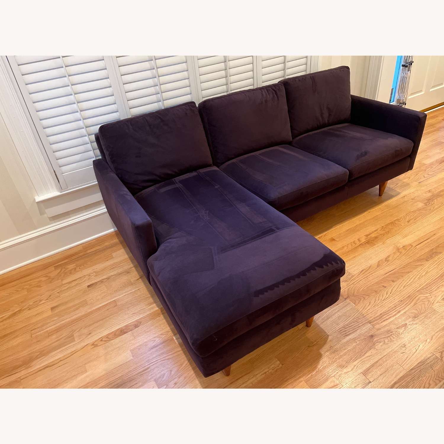 Room & Board Jasper Purple Velvet 2 Piece Sofa w Chaise - image-4