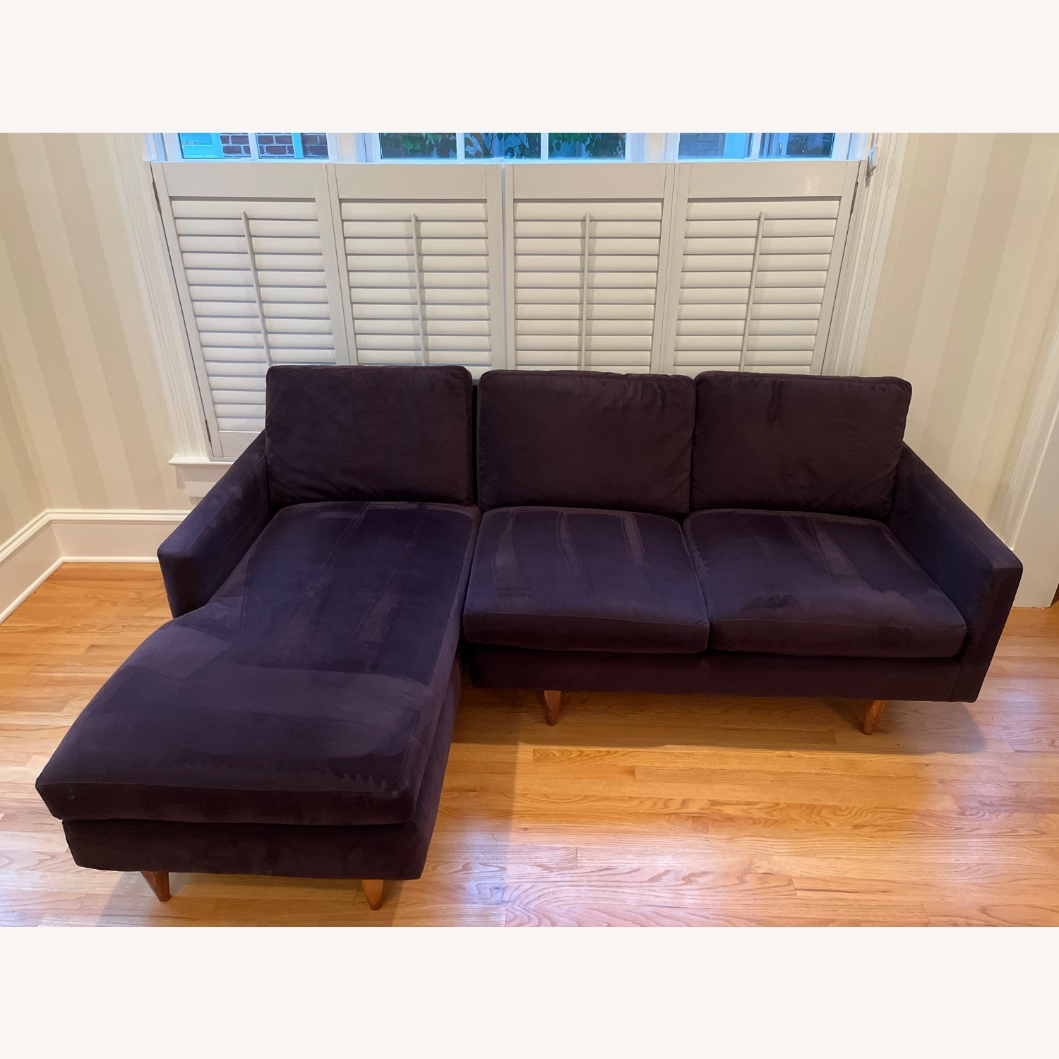 Room & Board Jasper Purple Velvet 2 Piece Sofa w Chaise - image-2