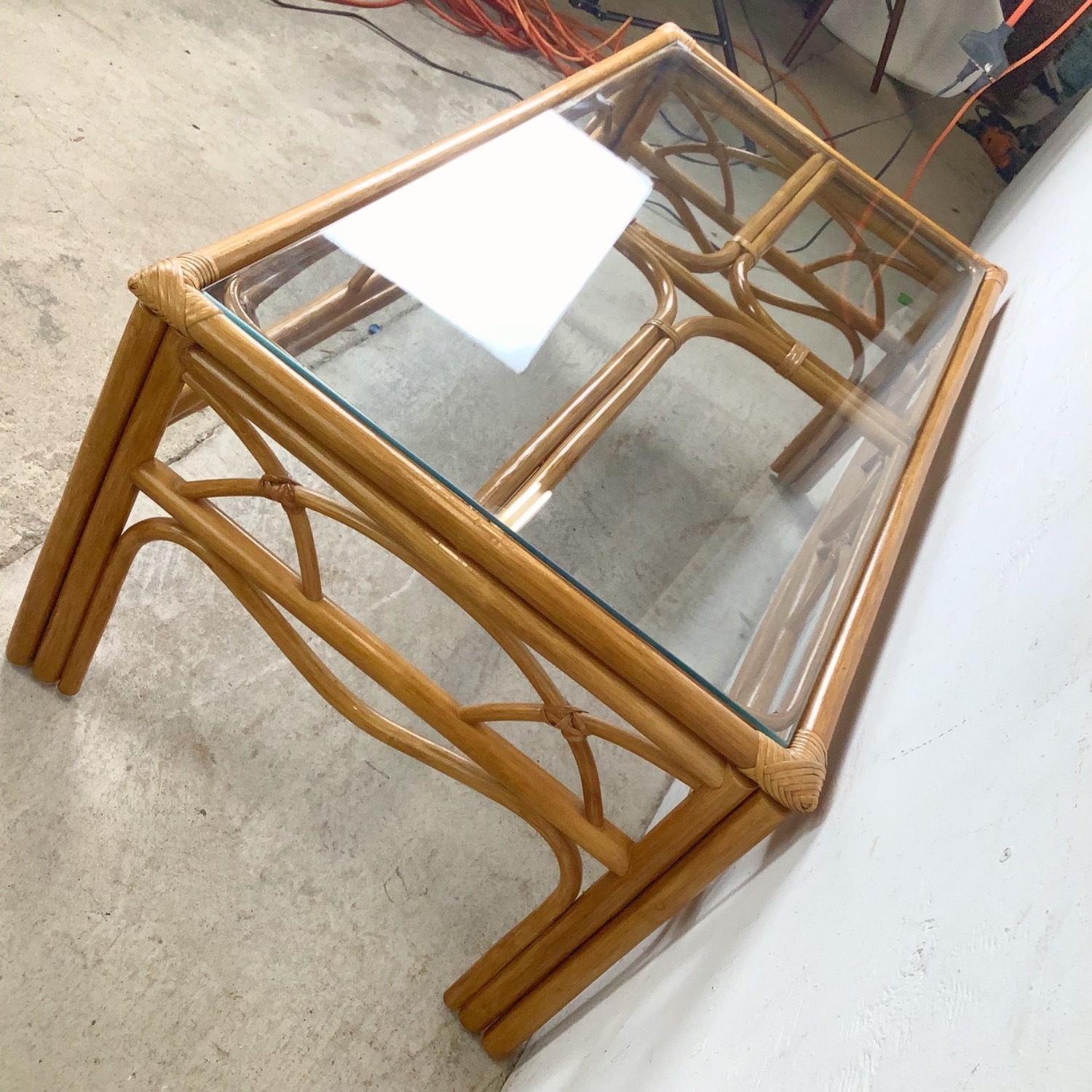 Boho Modern Rattan Cocktail Table, Arch Apron - image-8