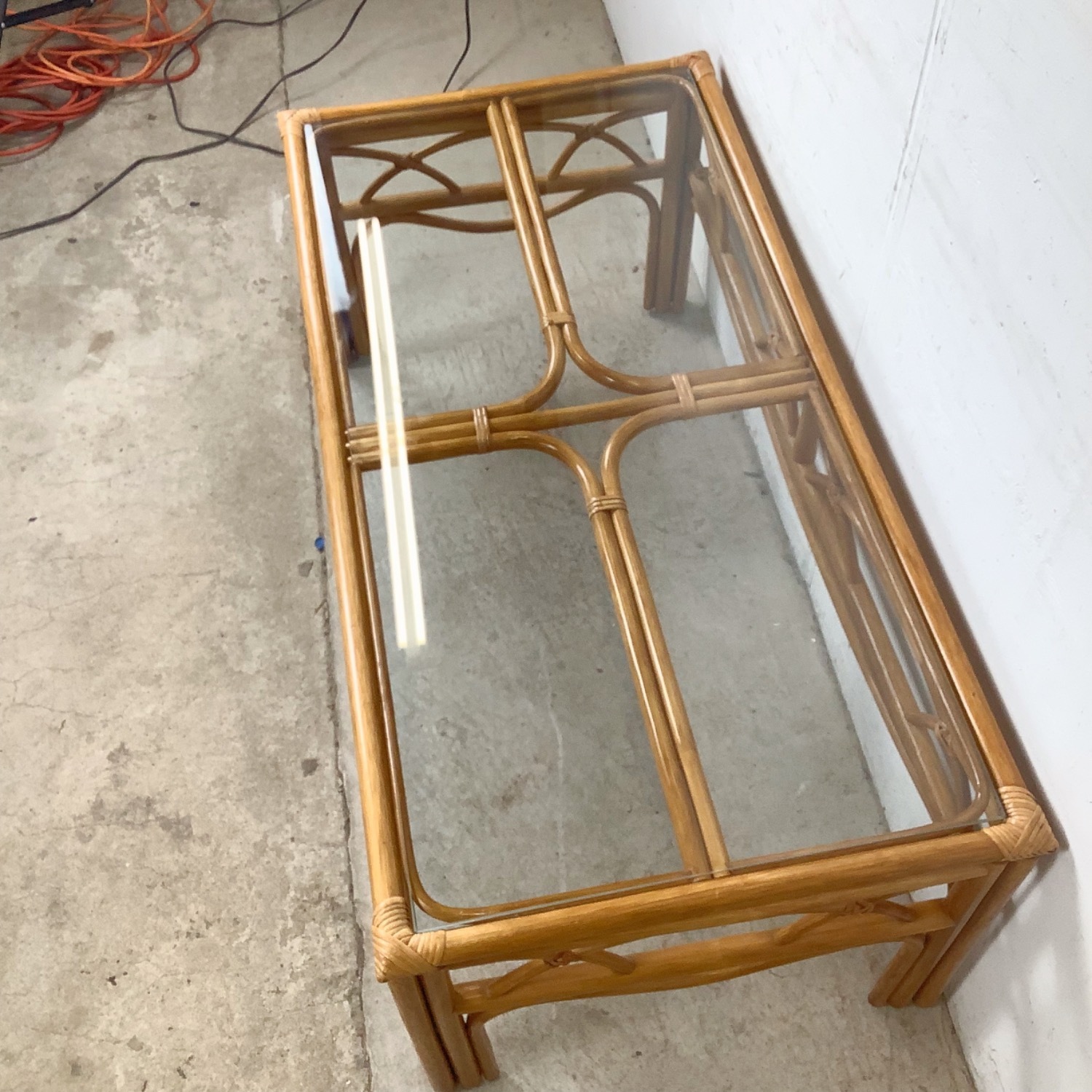 Boho Modern Rattan Cocktail Table, Arch Apron - image-5