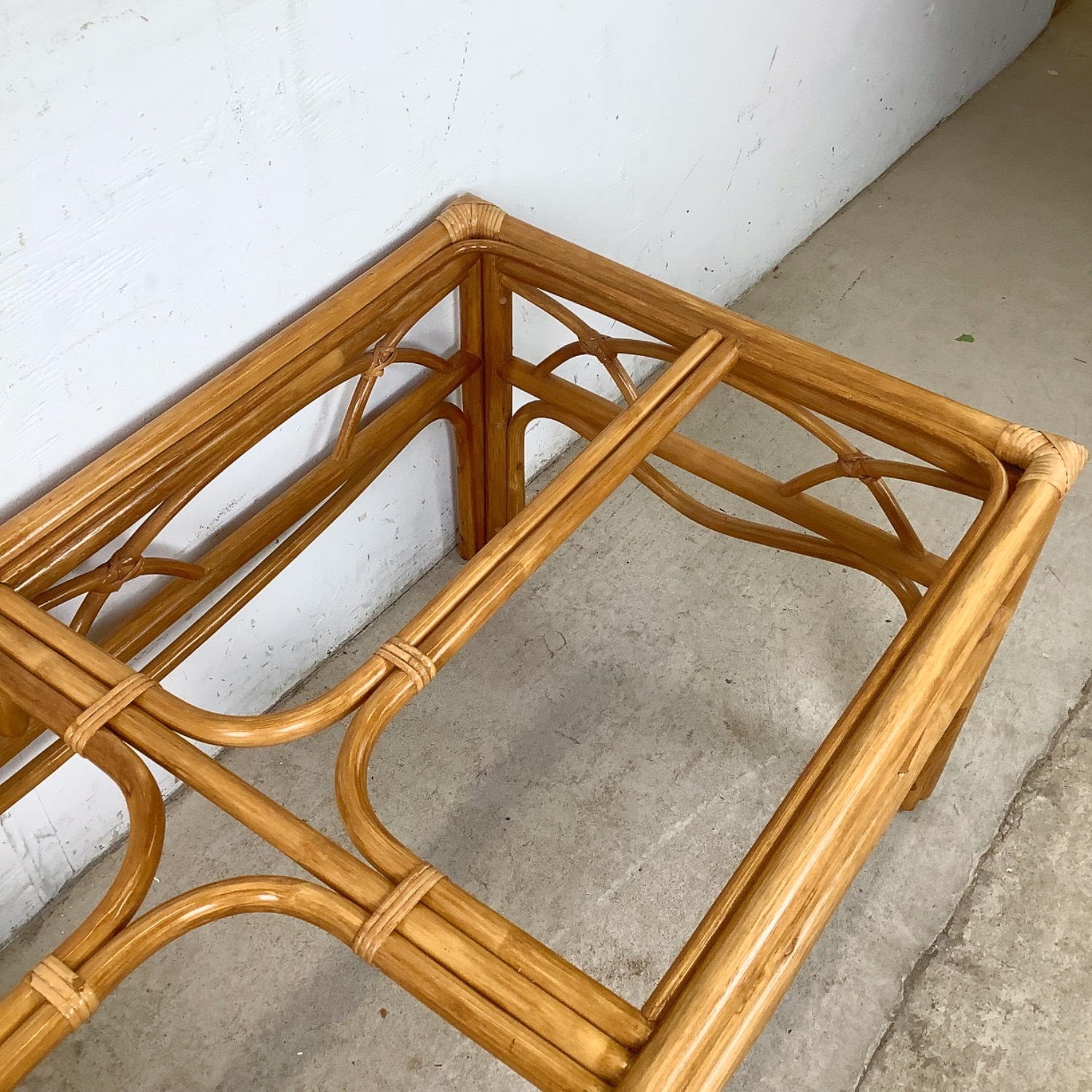 Boho Modern Rattan Cocktail Table, Arch Apron - image-16