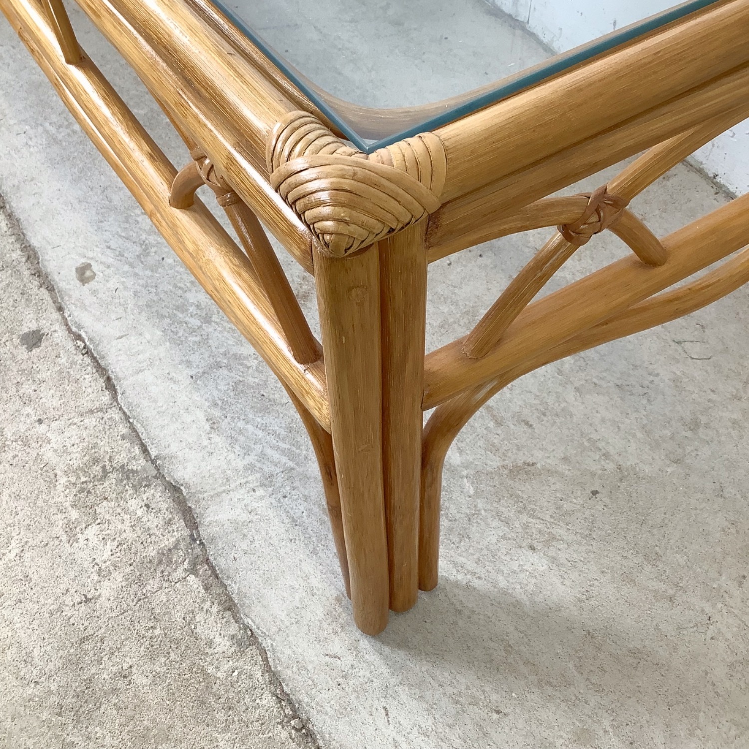 Boho Modern Rattan Cocktail Table, Arch Apron - image-10