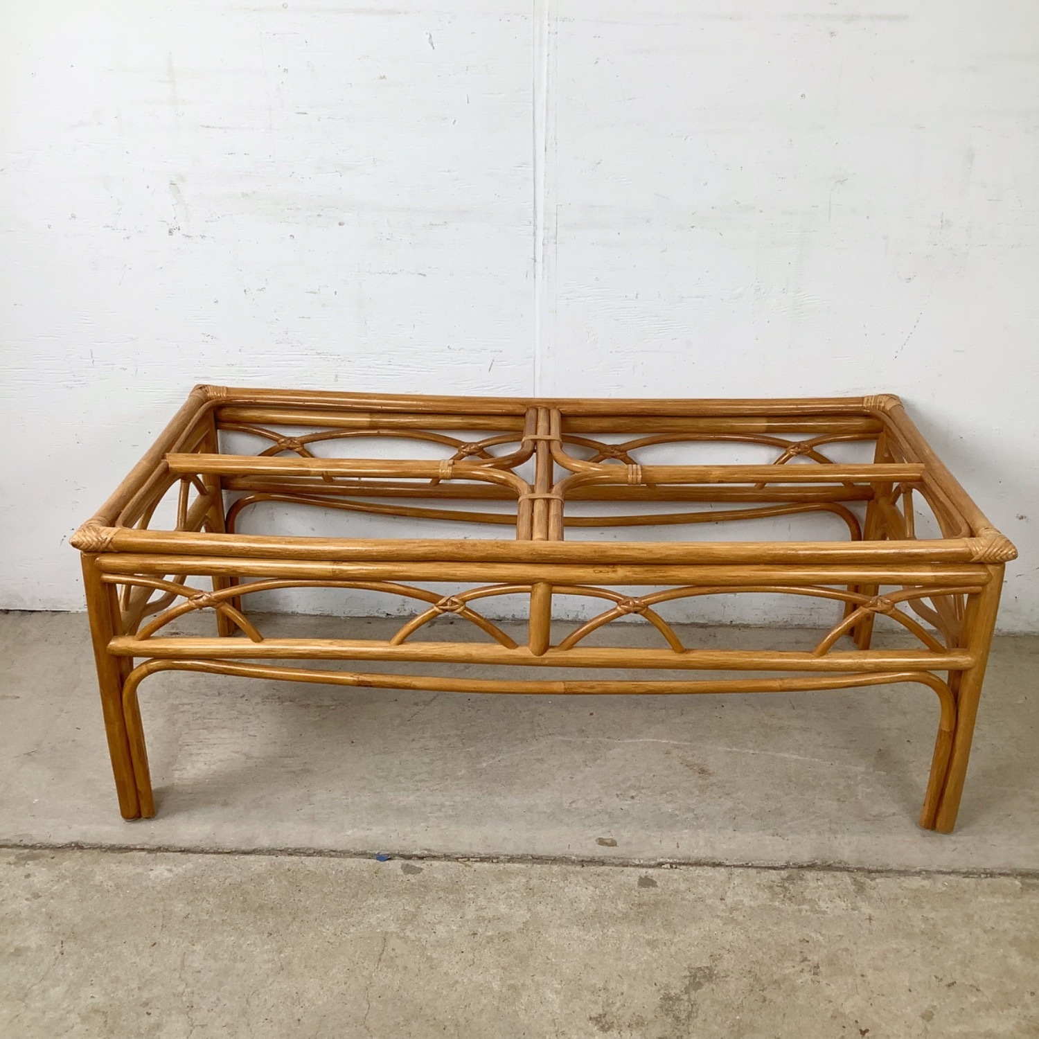 Boho Modern Rattan Cocktail Table, Arch Apron - image-15