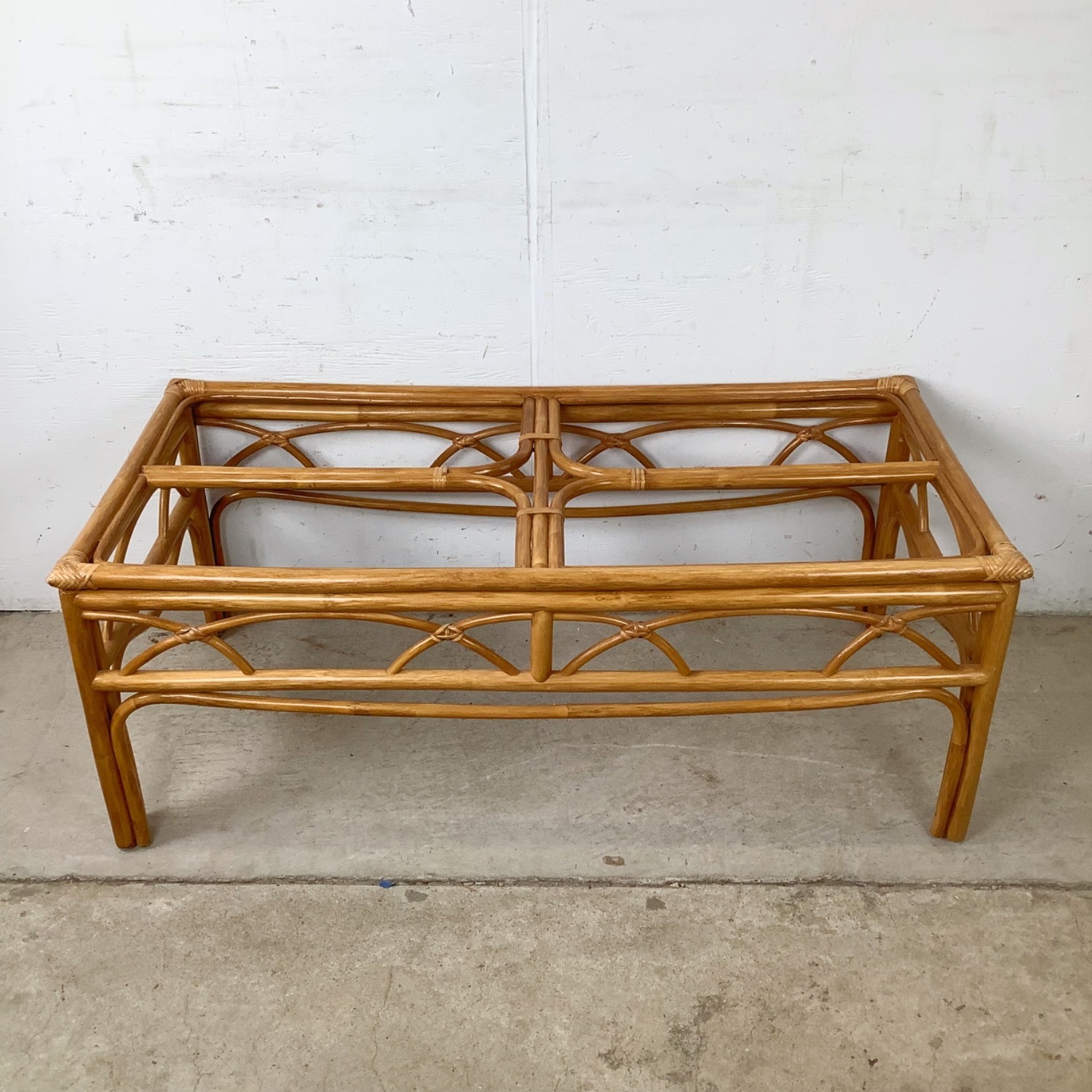 Boho Modern Rattan Cocktail Table, Arch Apron - image-13