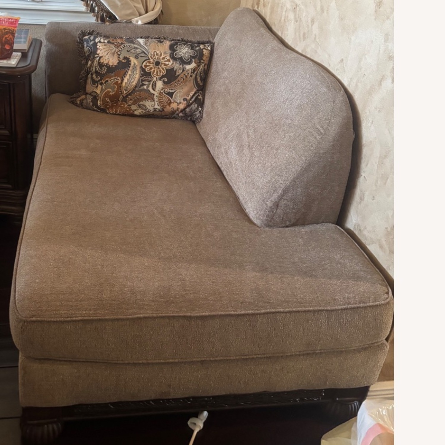 Ashley Furniture Light Brown Fabric Chaise Lounge - image-2