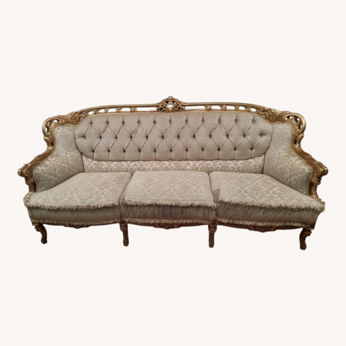 Used Regal Taupe Cut Velvet Couch for sale on AptDeco