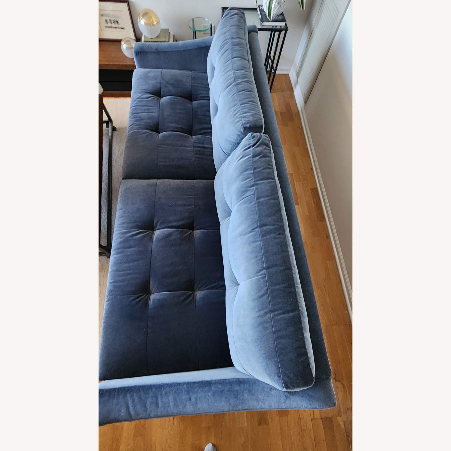 American Leather Blue Haze Fabric Sofa - image-7