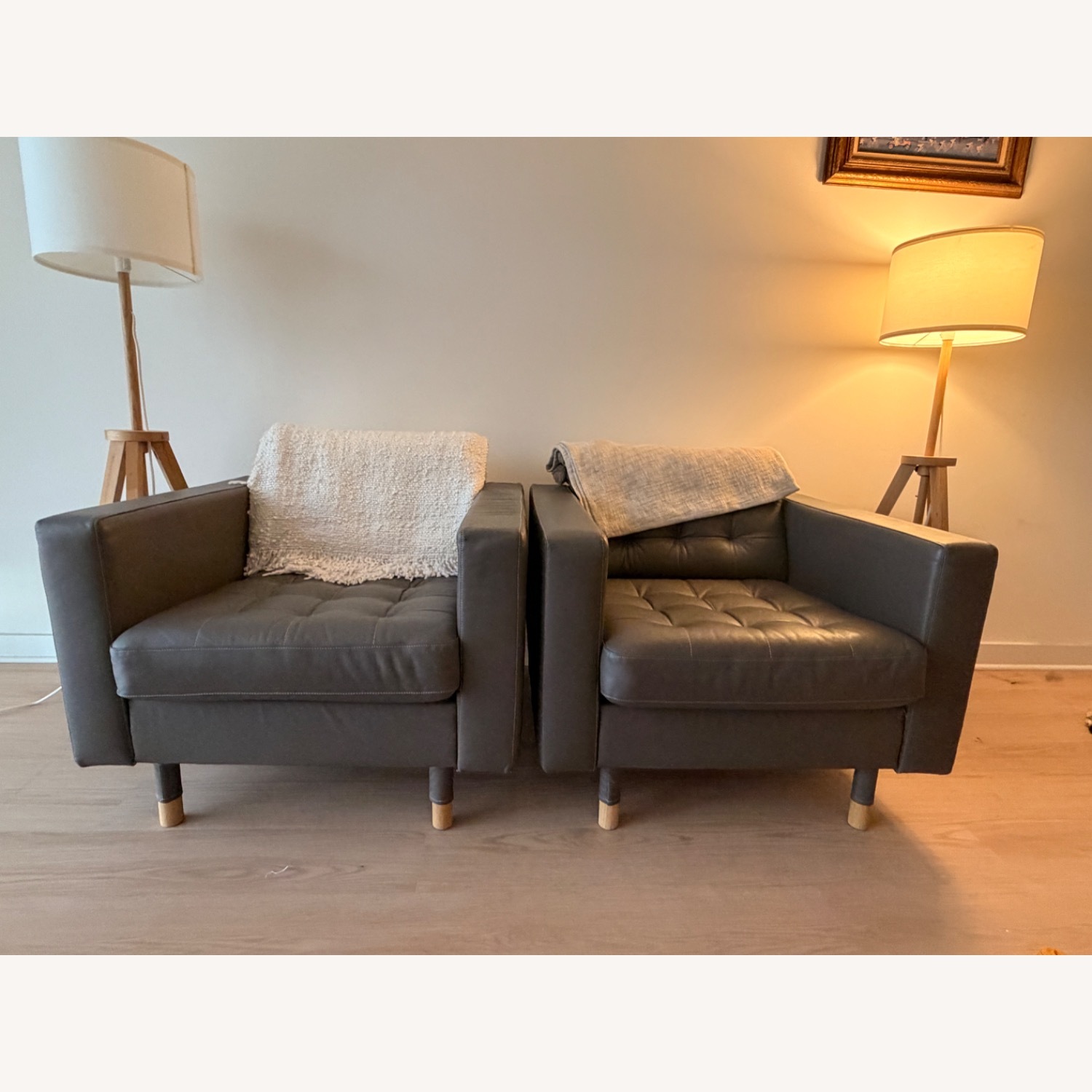 IKEA Morabo Light Gray Leather Armchair - image-10