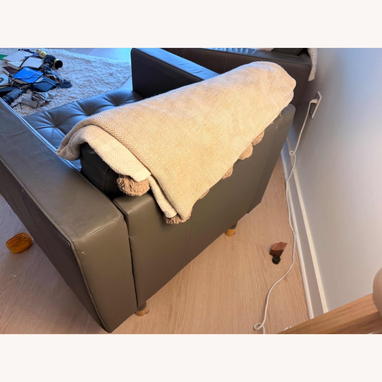 IKEA Morabo Light Gray Leather Armchair - image-5