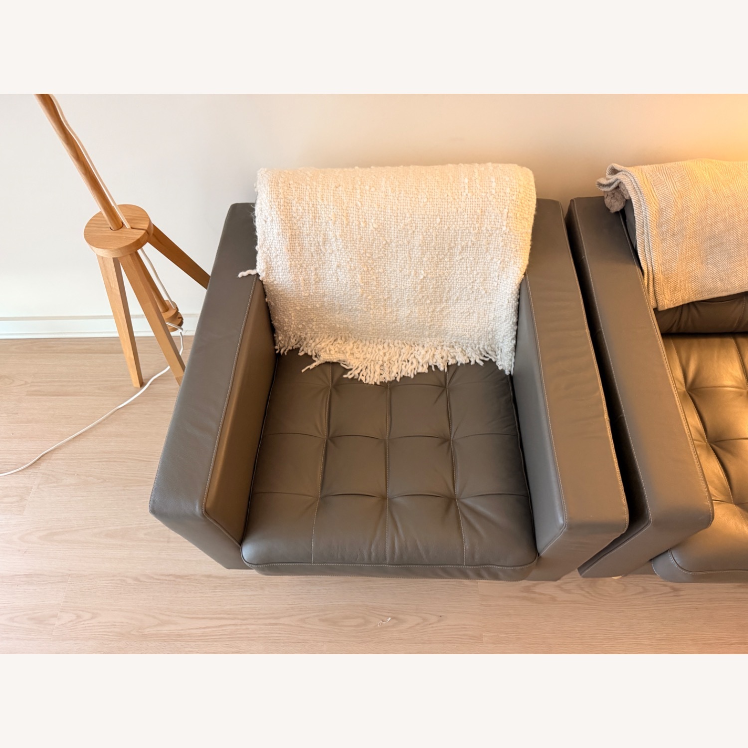 IKEA Morabo Light Gray Leather Armchair - image-8