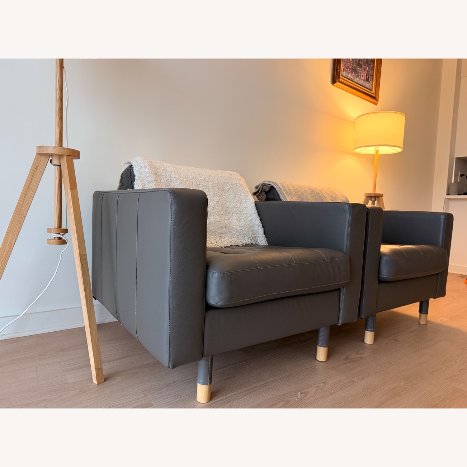 IKEA Morabo Light Gray Leather Armchair - image-9