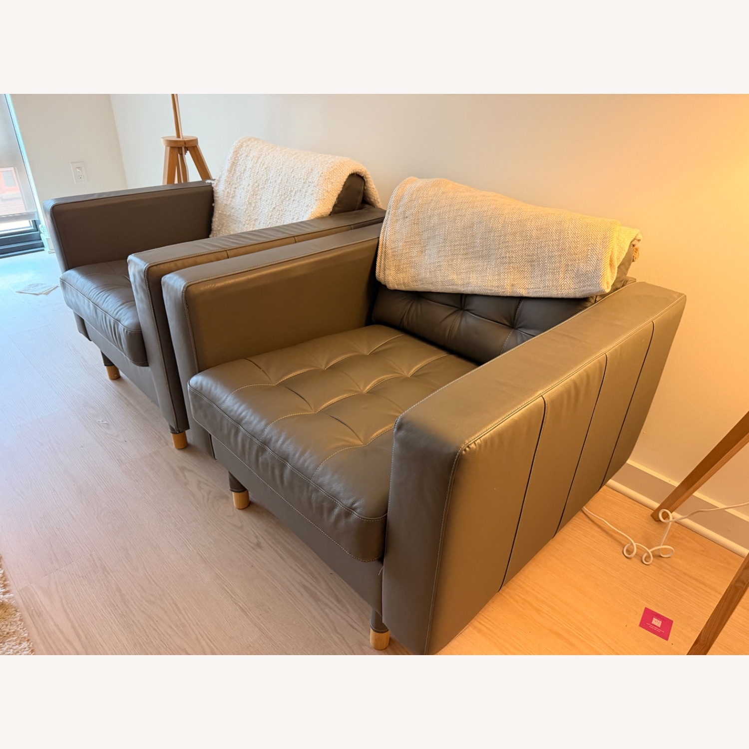 IKEA Morabo Light Gray Leather Armchair - image-6