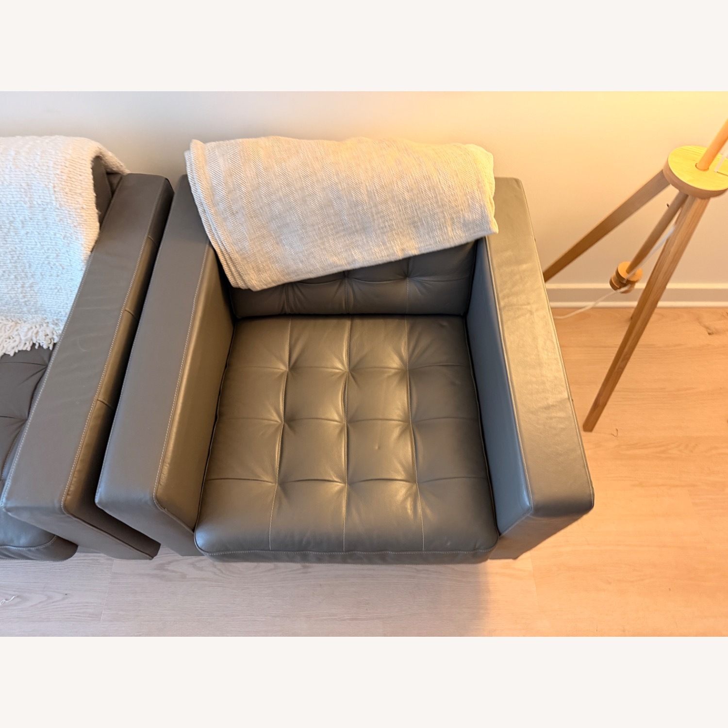 IKEA Morabo Light Gray Leather Armchair - image-7