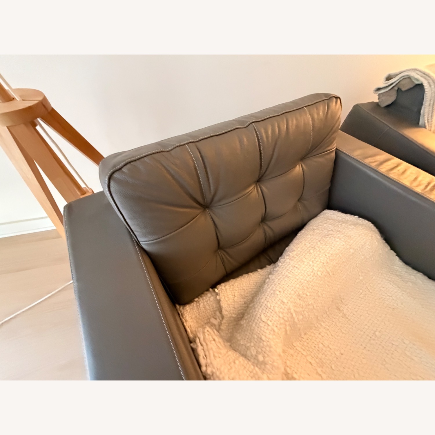 IKEA Morabo Light Gray Leather Armchair - image-3