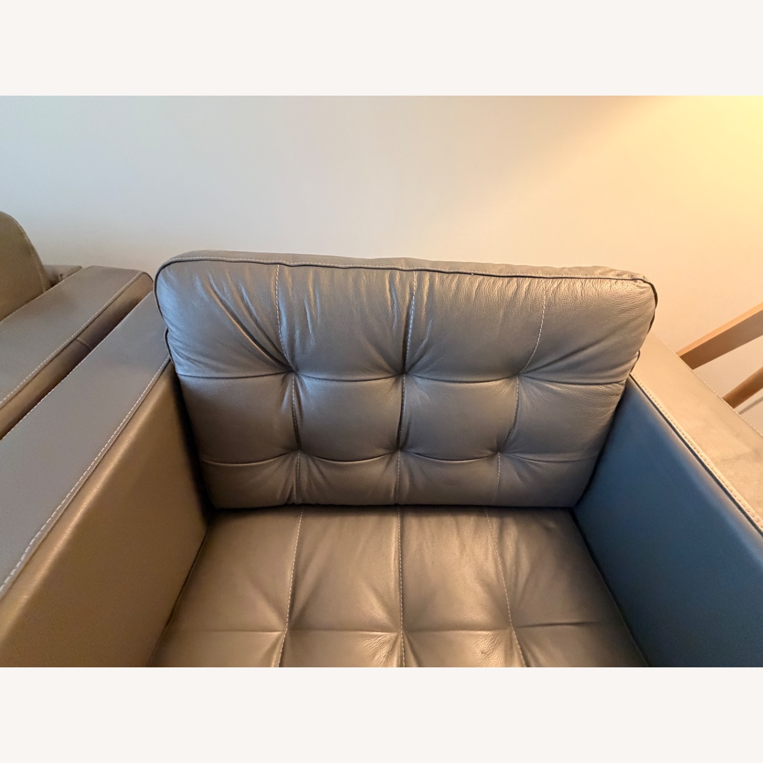 IKEA Morabo Light Gray Leather Armchair - image-2