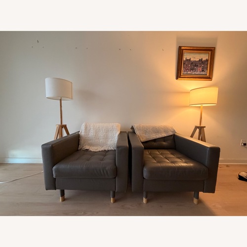 Used IKEA Morabo Light Gray Leather Armchair for sale on AptDeco