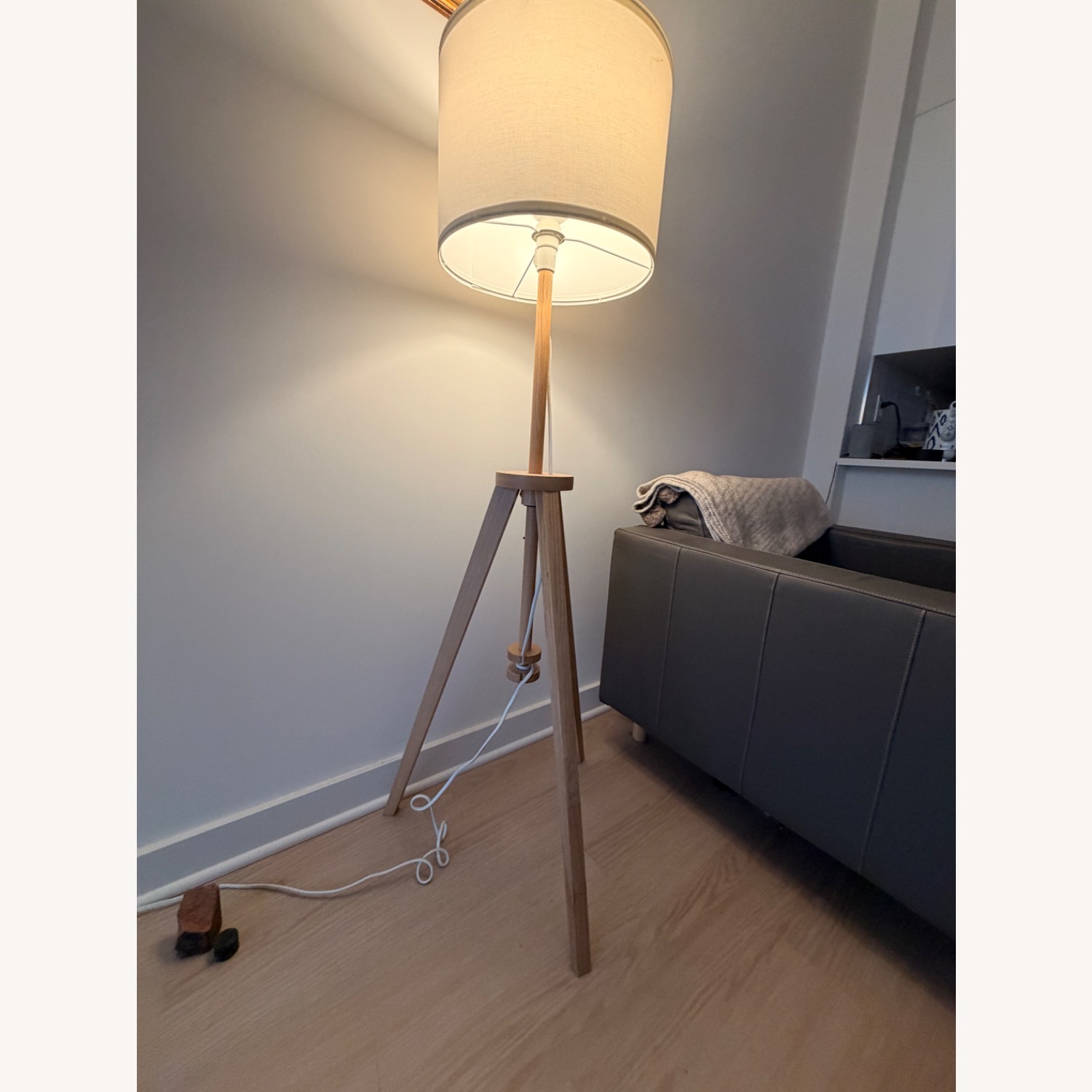 IKEA Morabo Light Gray Leather Armchair - image-11