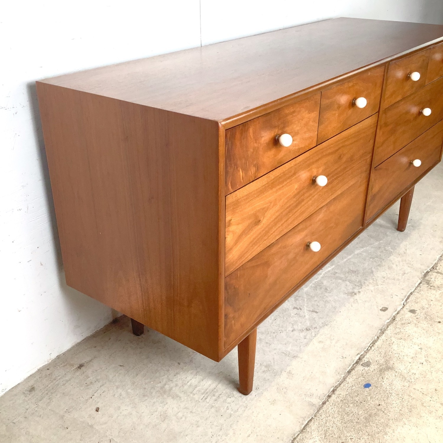 Drexel Declaration Walnut 8-Drawer Lowboy Dresser - image-8