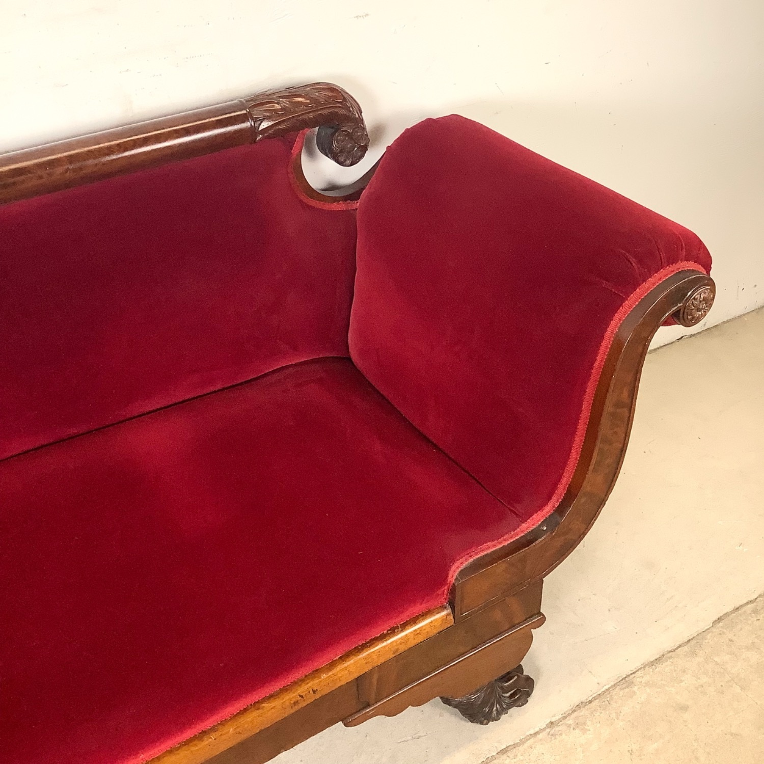 Antique American Empire Revival Mahogany Sofa - image-7