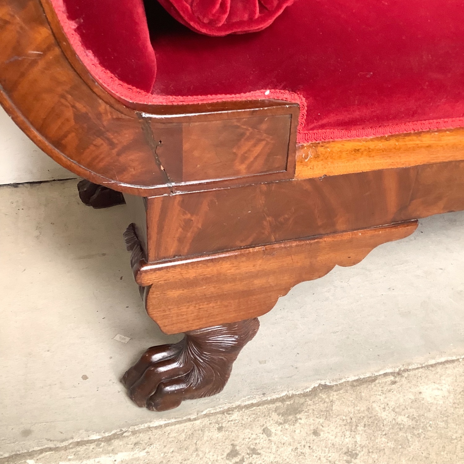 Antique American Empire Revival Mahogany Sofa - image-16
