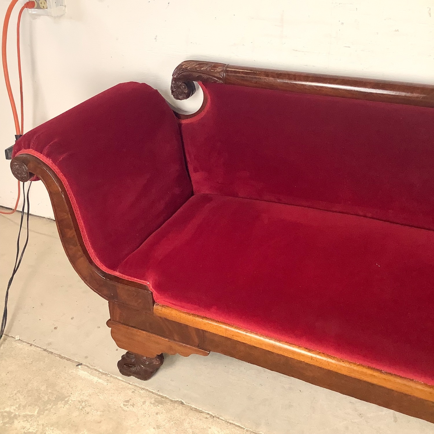 Antique American Empire Revival Mahogany Sofa - image-3