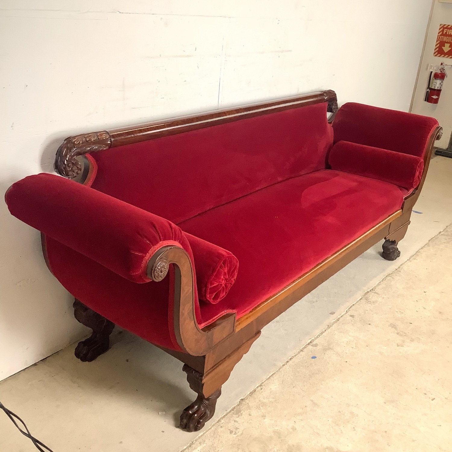 Antique American Empire Revival Mahogany Sofa - image-17