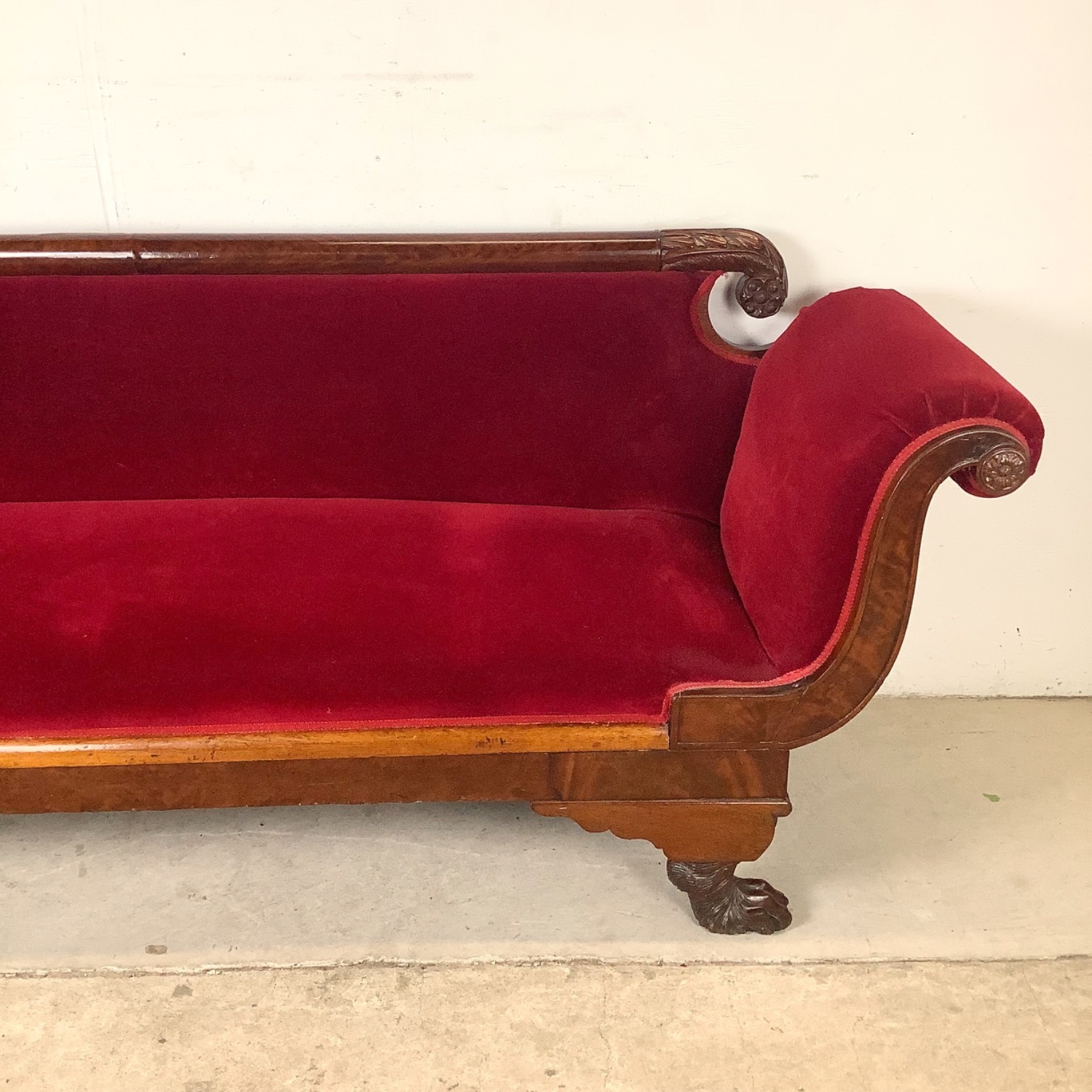 Antique American Empire Revival Mahogany Sofa - image-4