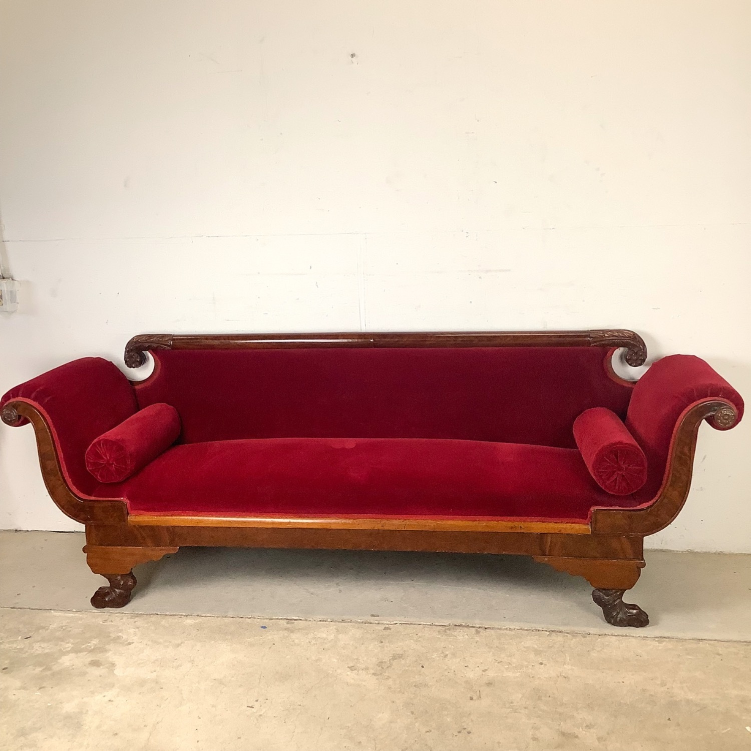Antique American Empire Revival Mahogany Sofa - image-10