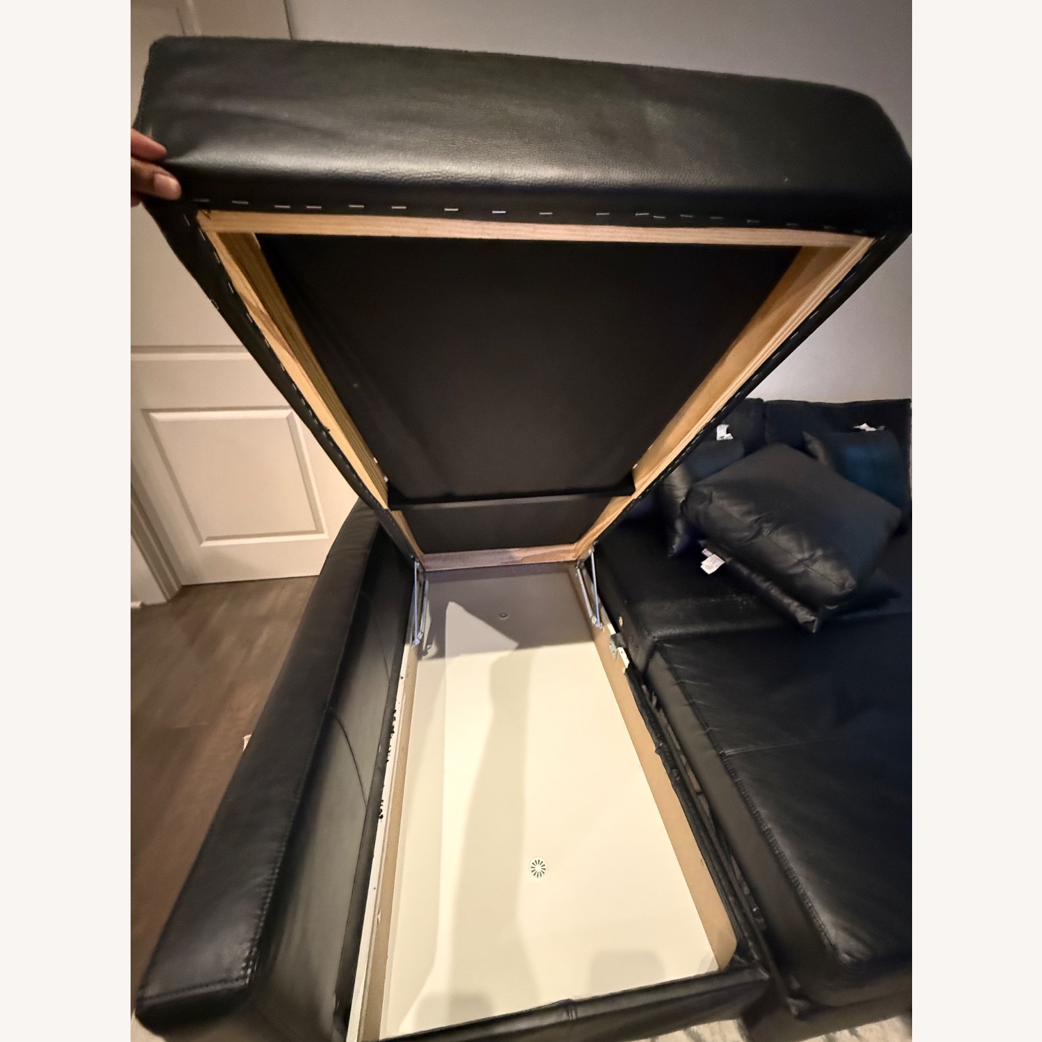 Black Faux Leather Chaise Lounge - image-2