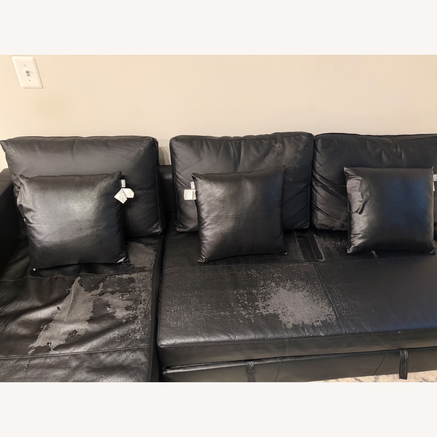 Black Faux Leather Chaise Lounge - image-4