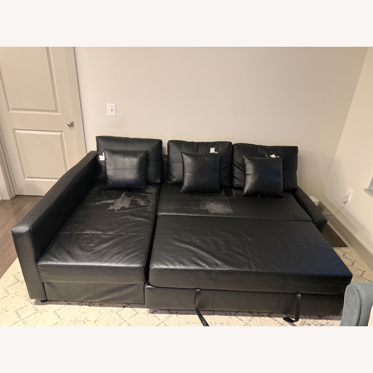 Black Faux Leather Chaise Lounge - image-1