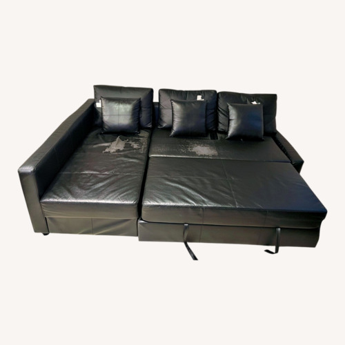Used Black Faux Leather Chaise Lounge for sale on AptDeco