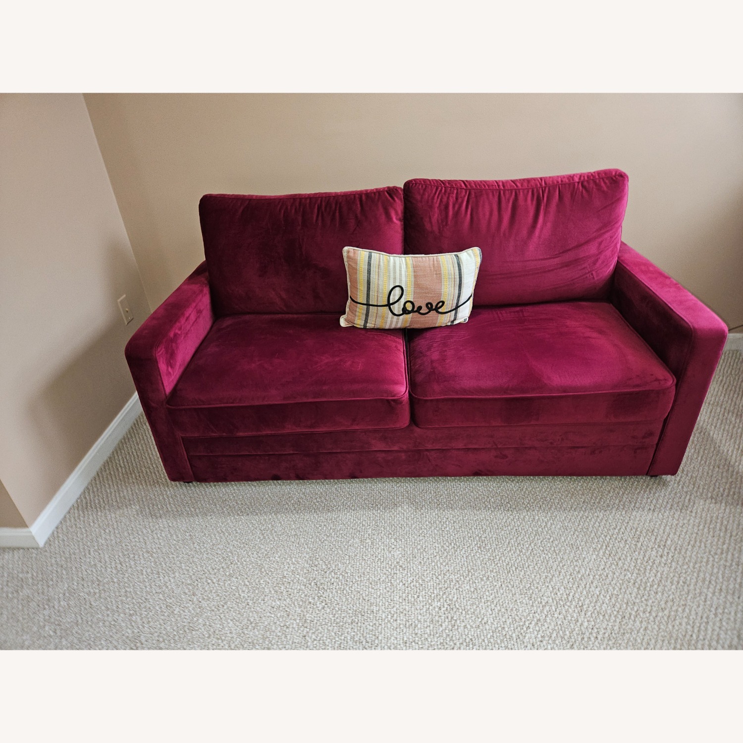Wayfair Red Velvet Sleeper Sofa - image-2