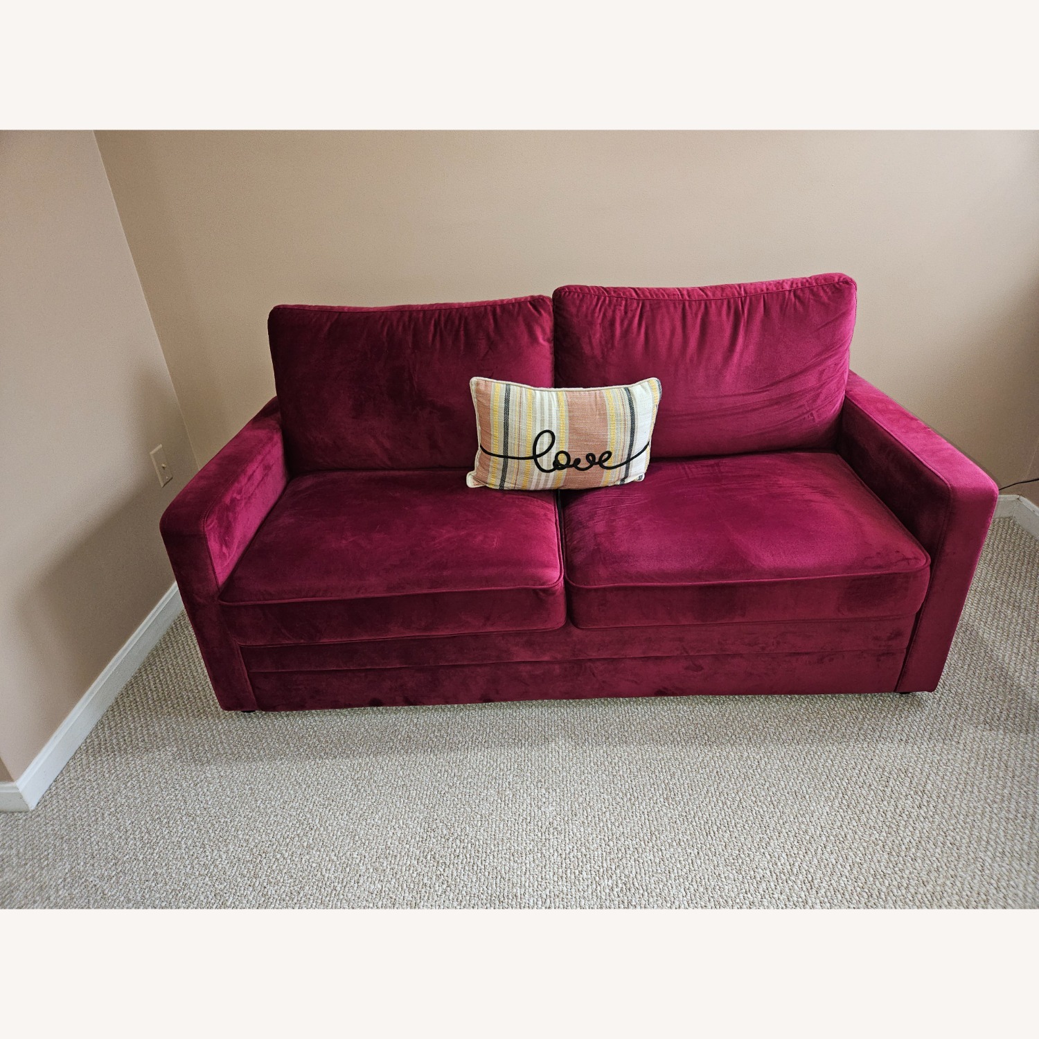 Wayfair Red Velvet Sleeper Sofa - image-1