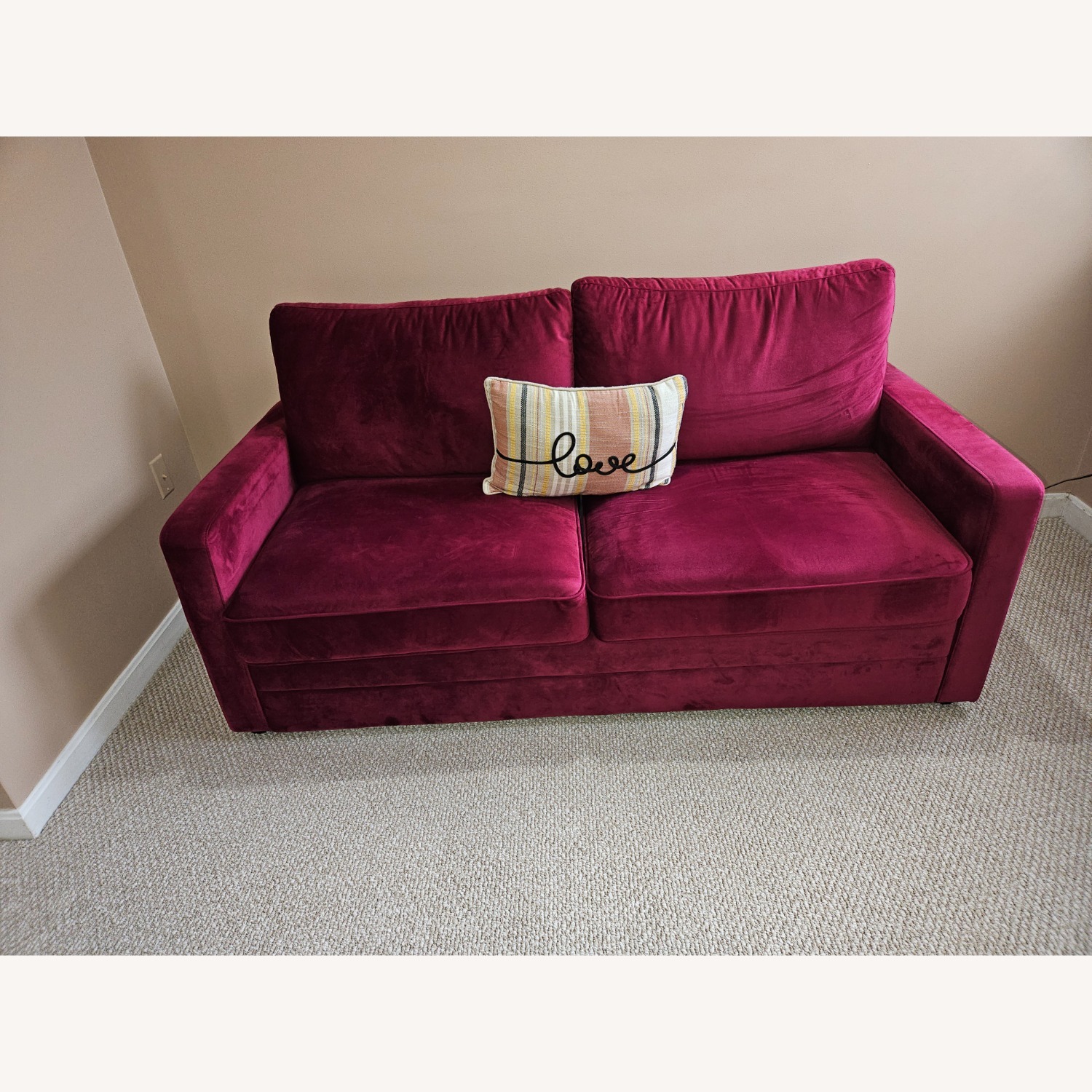 Wayfair Red Velvet Sleeper Sofa - image-3