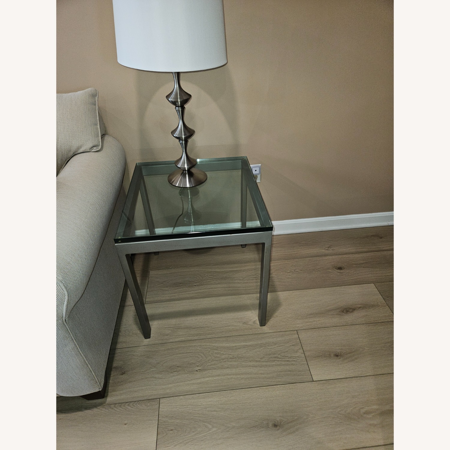 Pottery Barn Silver Glass Side Table - image-4