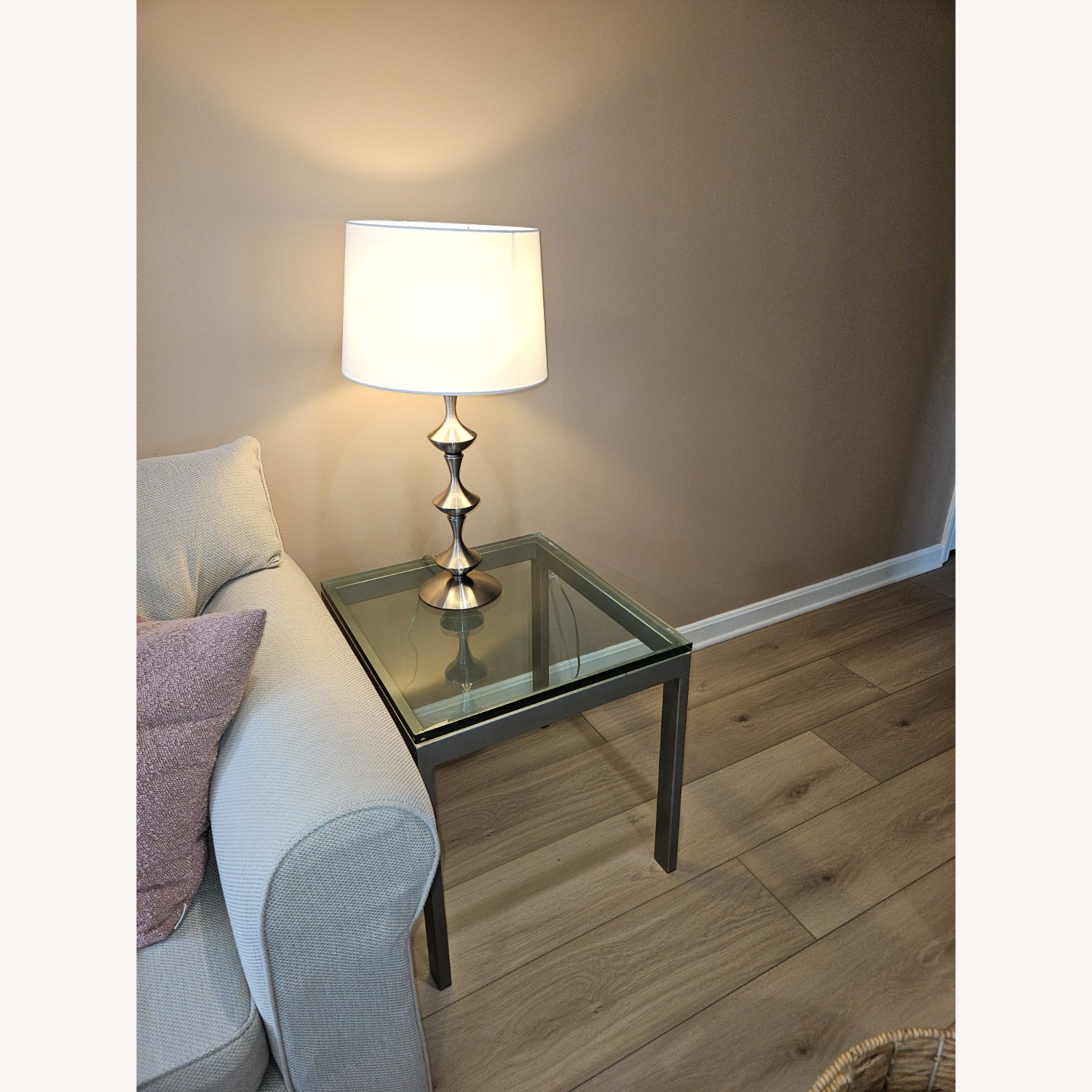 Pottery Barn Silver Glass Side Table - image-1