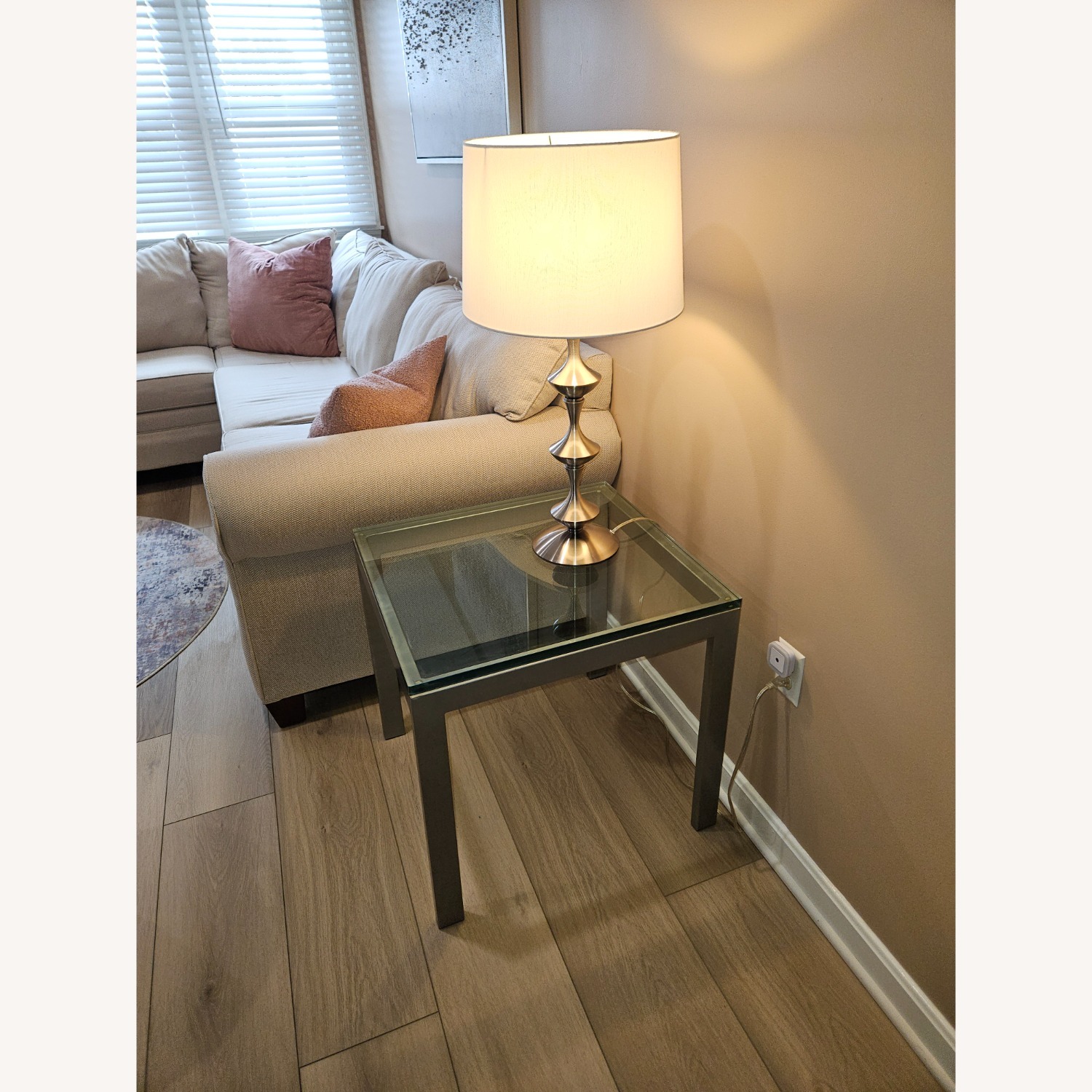 Pottery Barn Silver Glass Side Table - image-2