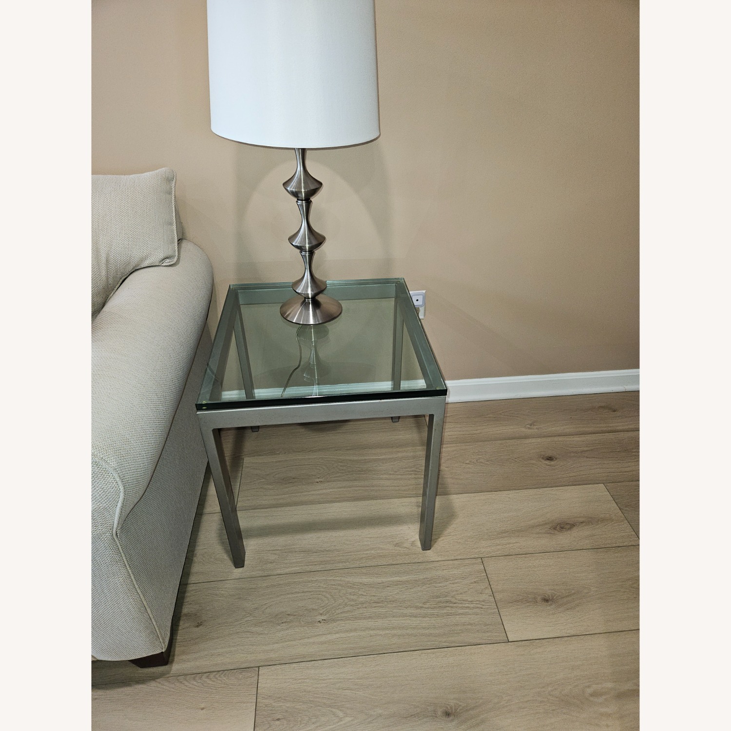 Pottery Barn Silver Glass Side Table - image-3